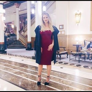 Burgundy Off The Shoulder Dress